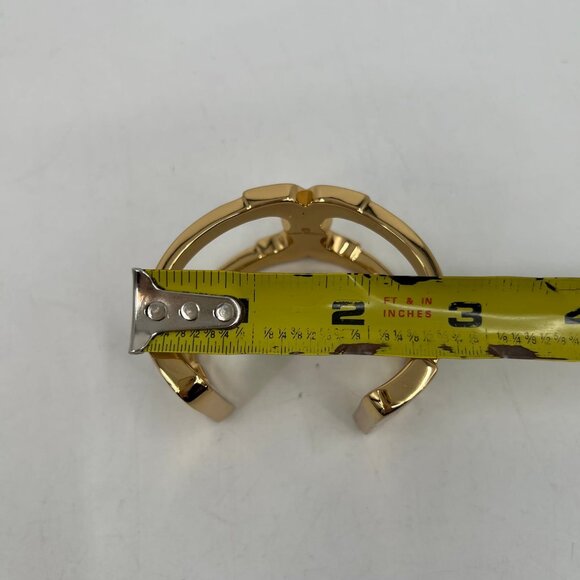 Tory Burch Gold Tone Chunky Cuff Bracelet | Statement Jewelry - Picture 5 of 10